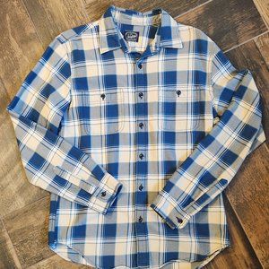 J. Crew blue/teal/cream - Midweight Flannel - Slim M